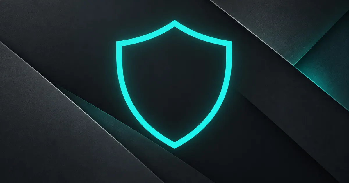 Simple teal shield outline over graphite layers