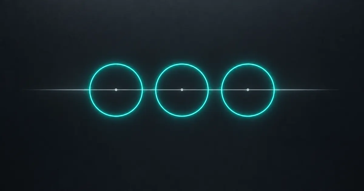 Row of three teal rings on a graphite line